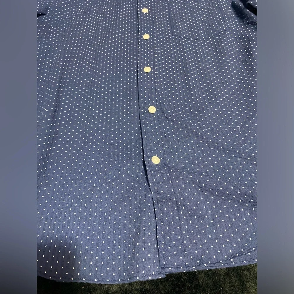J. Crew Blue Casual Button Down Shirt with Geometric Pattern